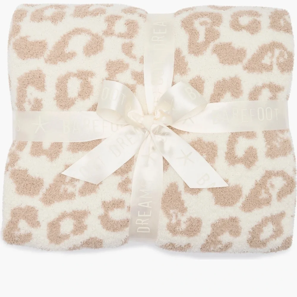 Barefoot Dreams Cozy Chic Tan Cream Animal Print Blanket::45 x 60::NWT::